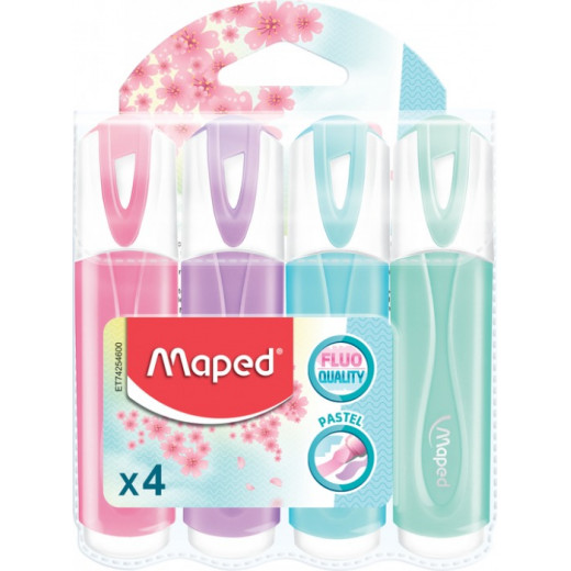Maped Highlighter Pastel Pens - Assorted Colors (Pack of 4)