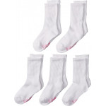 Hanes Ultimate Girls' 5-Pack Crew EZ Sort Socks, White, Medium