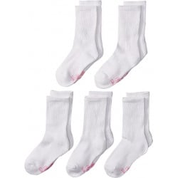 Hanes Ultimate Girls' 5-Pack Crew EZ Sort Socks, White, Medium