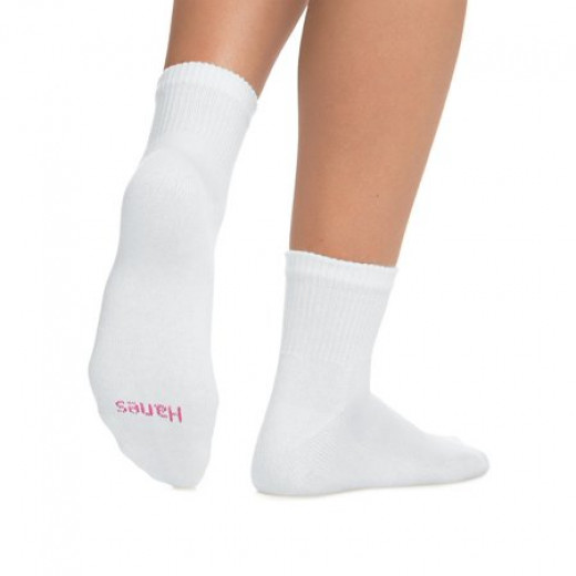 Hanes Women's Ultimate Core Cushinoned Ankle Socks, White, L