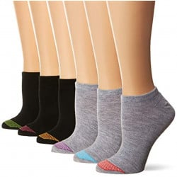 Hanes Women's Ultimate Lightweight Vent No Show Sock 6-Pack, black/grey,XL