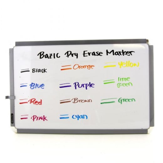Bazic Chisel Tip Dry Erase Marker With Eraser , 3 Assorted Color