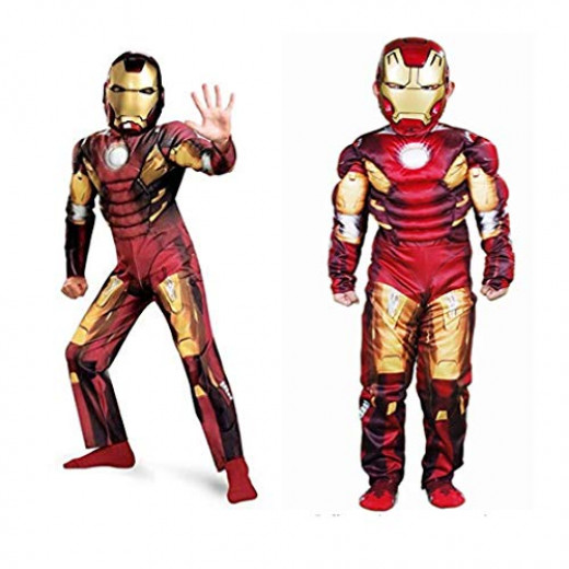 Iron Man Muscle Dress with Plastic Mask Costume Size Medium