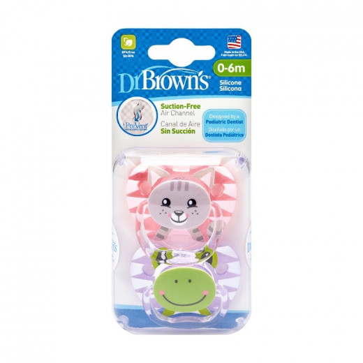 Dr. Brown's Orthodontic Pacifier with Clip -(0-6 Months) 2 Pack