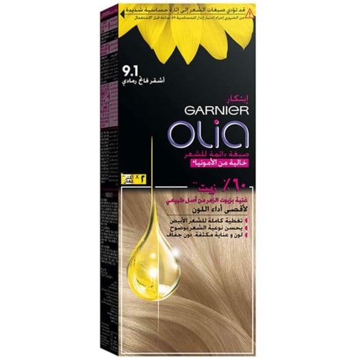 Garnier Olia No Ammonia Permanent Brilliant Color Oil-Rich Permanent Hair Color 9.1 Ashy Light Blonde 209g