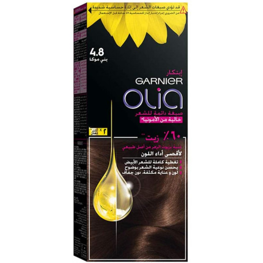 Garnier Olia Ammonia Permanent Hair Colour with 60% Oils, Number 4.8
