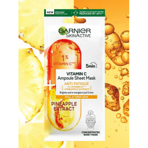 Garnier Skinactive Tissue Mask Ampoule: 1% Vitamin Cg X Pineapple 15g