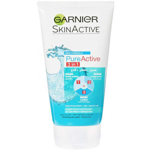 GarnierGarnier Pure Active 3 In 1 Wash Scrub Mask 150Ml