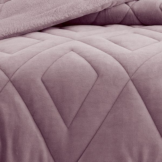 Nova home essentials velvet flannel to sherpa winter comforter purple single/twin