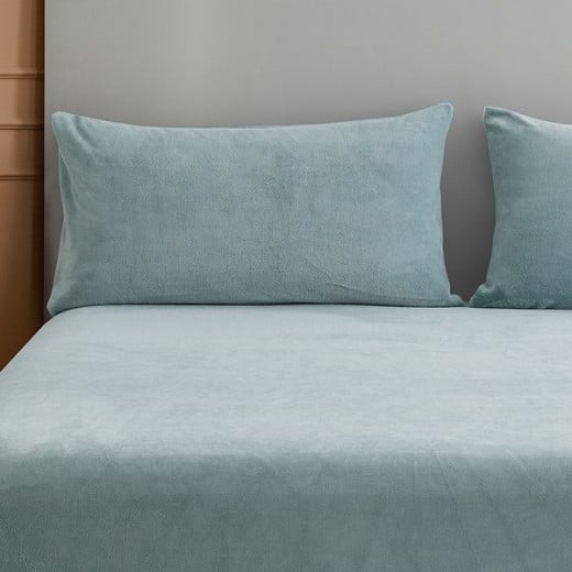 Nova home warm fit winter microfleece fitted sheet set, turquoise, twin size