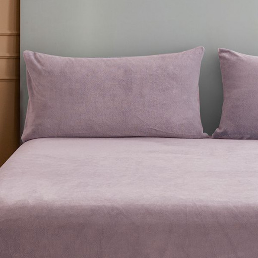 Nova home warmfit winter microfleece fitted sheet set purple king/super 3pcs