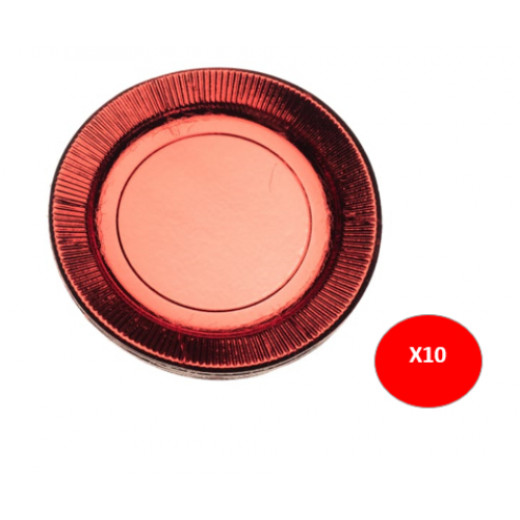 Al Shawash Plate Dis Vip, 18 Cm, 10 Pcs, Red