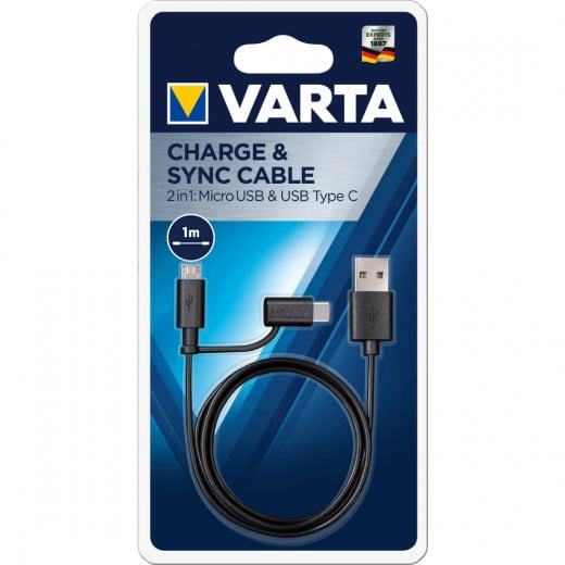 Varta Port. Cable 2 in 1 USB, Type C
