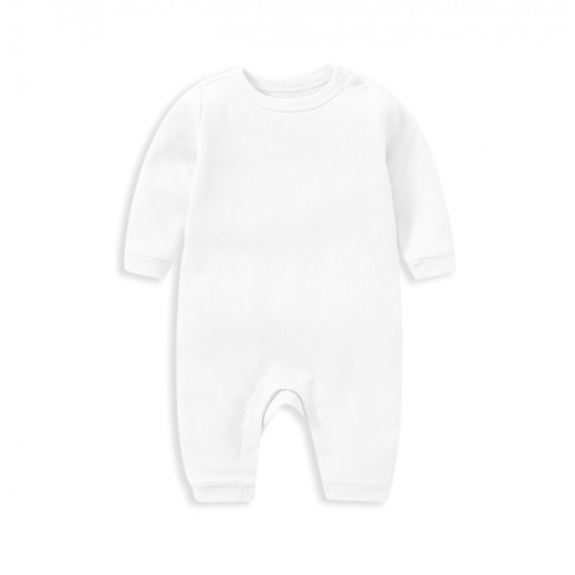 Baby Rompers Long Sleeve Bodysuit, White Color