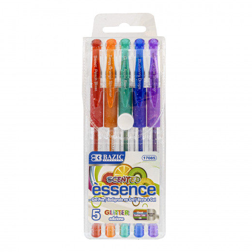 Bazic 5 Scented Glitter Color Essence Gel Pen