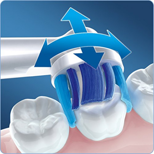فرشاة أسنان كهربائية ذات رأس قابل للدوران, باللون الأزرق و الأبيض من أورال بي