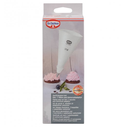 Dr. Oetker Piping Bag, Including 2 Nozzles and Universal Adapter