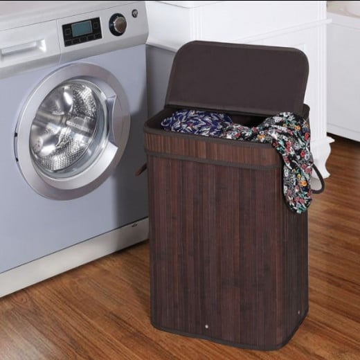 Nova Home Lorin Foldable Rectangular Laundry Basket, Brown Color