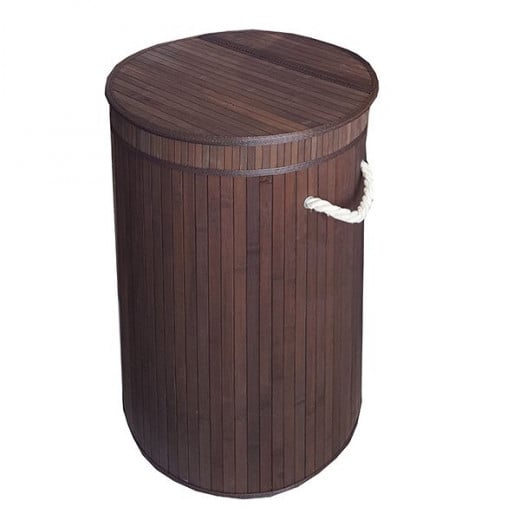 Nova Home Lorin Foldable Round Laundry Basket, Brown Color