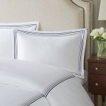 Nova Home Cruise Pillow Sham, Cotton, 2 Pieces Set, White & Navy Color