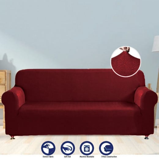 Nova home perfect fit stretch sofa cover, 1 seat, burgundy color