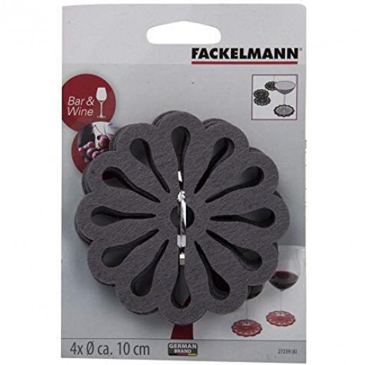 Fackelmann Coasters 4 Pieces, Grey & Red, 10 CM