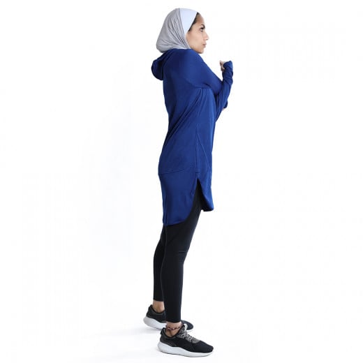 RB Women's Mid-length Running Hoodie, Small Size, Royal Blue Color