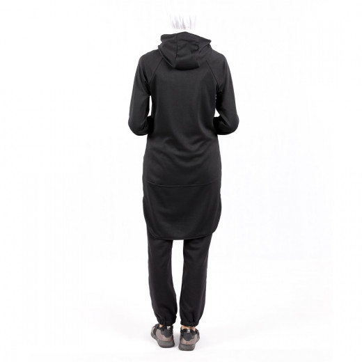 RB Women's Mid-length Running Hoodie, Large Size, Black Color