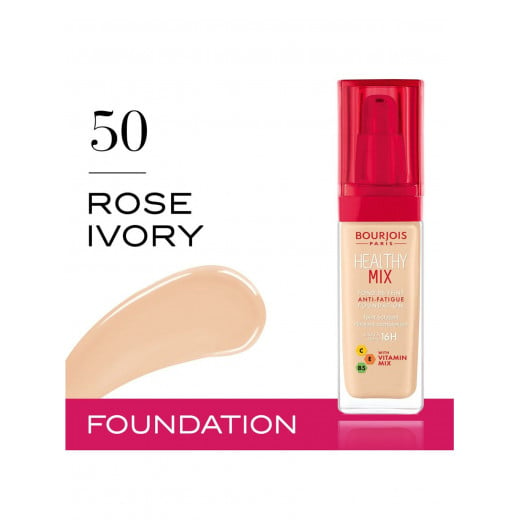 Bourjois Paris Healthy Mix Anti Fatigue Foundation, Rose Ivory Color, Number 50
