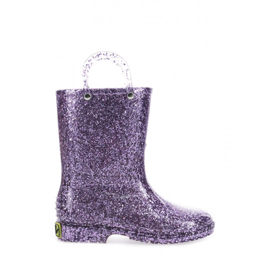 Western Chief Kids Glitter Rain Boots, Purple Color, Size 22