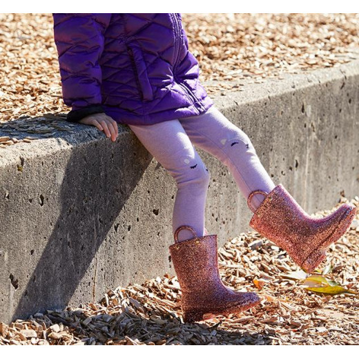 Western Chief Kids Glitter Rain Boots, Purple Color, Size 30
