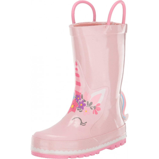 Western Chief Kids Unity Unicorn Rain Boot, Soft Rose Color, Size 31