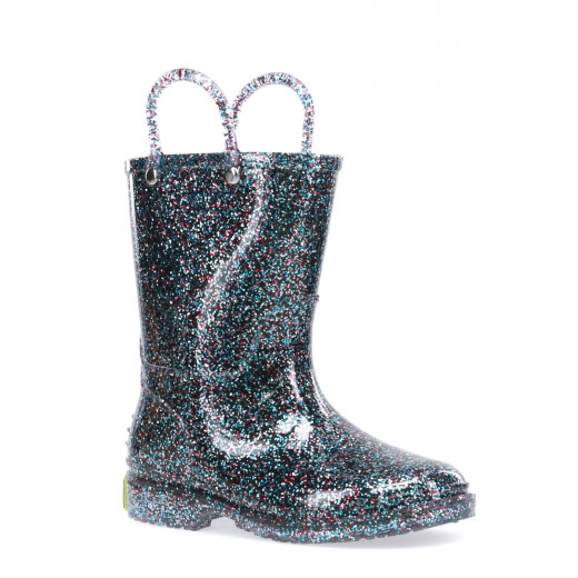 Western Chief Kids Glitter Rain Boots, Multi Color, Size 22