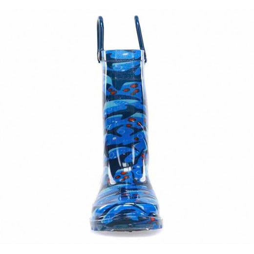 Western Chief Kids Shark Chase Lighted Rain Boot, Blue Color, Size 32