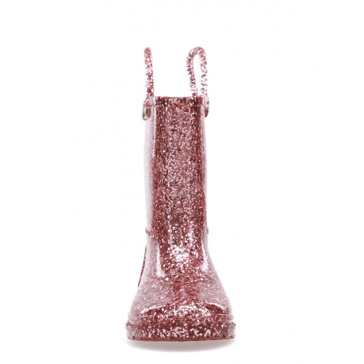Western Chief Kids Glitter Rain Boots, Rose Gold Color, Size 30