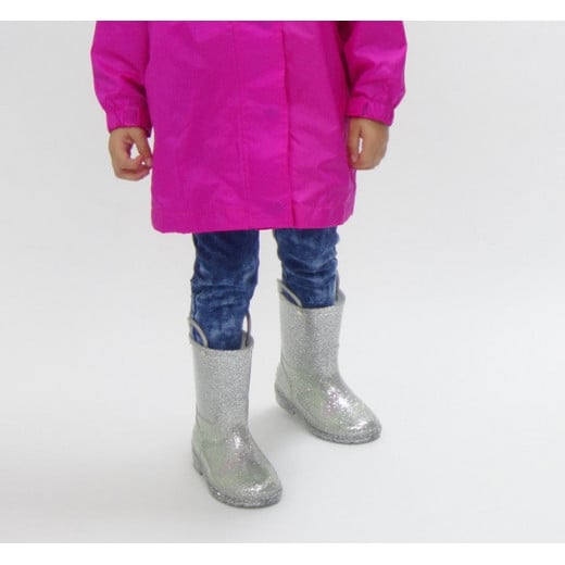 أحذية المطر اللامعة للأطفال، باللون الفضي، مقاس 23 من ويسترن شيف