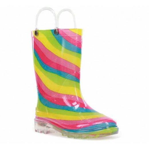 حذاء للمطر بألوان قوس قزح للأطفال، مقاس 30 من ويسترن شيف