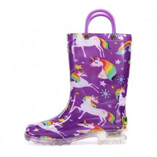 حذاء للمطر للأطفال, بتصميم وحيد القرن, بألوان قوس قزح, مقاس 28 من ويسترن شيف