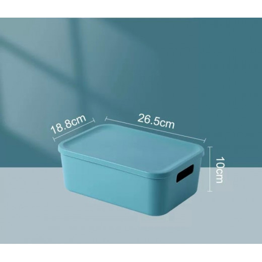 صندوق تخزين مع غطاء, باللون الفيروزي , 26.5*18.8*10 سم