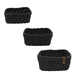 Weva stack faux rattan storage basket set, 3 pcs, black