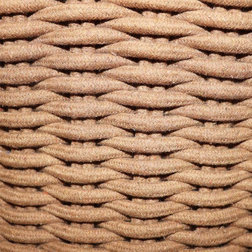 Weva ridger cotton laundry basket with leather handle, taupe