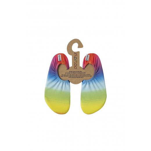 Slipstop Girls Non-slip Pool Shoes, Rainbow Color, S Size