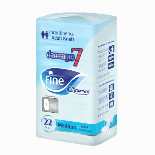 Fine Care Incontinence Adult Briefs for Unisex, Medium, Waist 75-110 Cm, Pack of 22