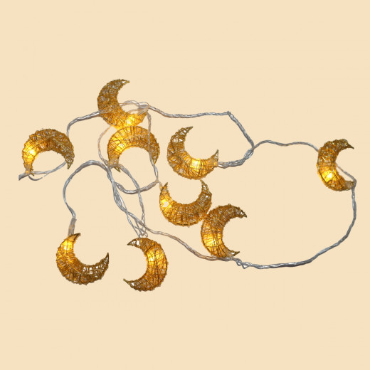 حبل زينة مضيء بشكل هلالات صغيرة, باللون الذهبي