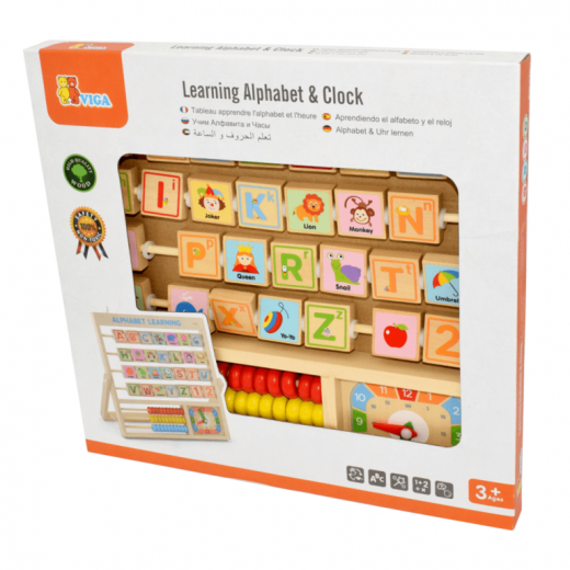 Viga Wooden Learning Alphabet + Clock