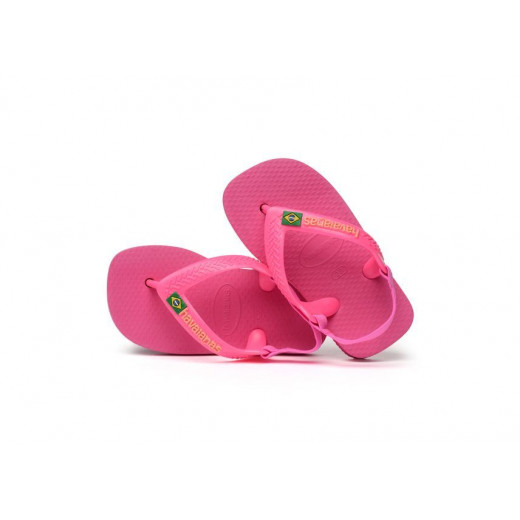 Havaianas Baby Flip Flop With Brasil Logo, Pink Flux Color