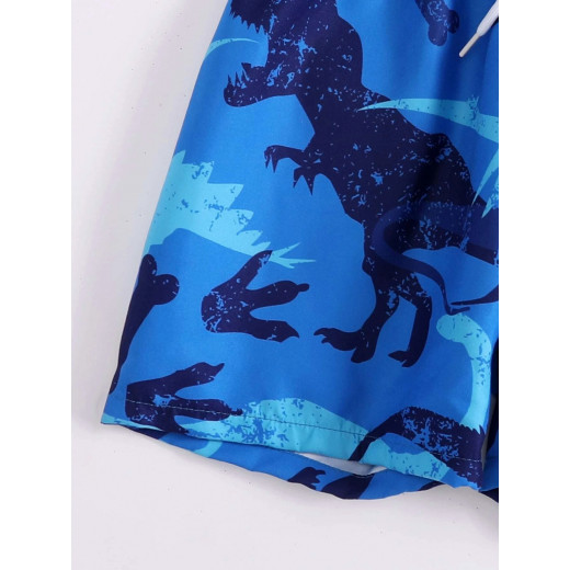 Swim Short, Dinosaur Design, Blue Color