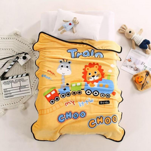 بطانية اطفال, تصميم الزرافة, باللون الأصفر الفاتح, 138 × 65 سم
