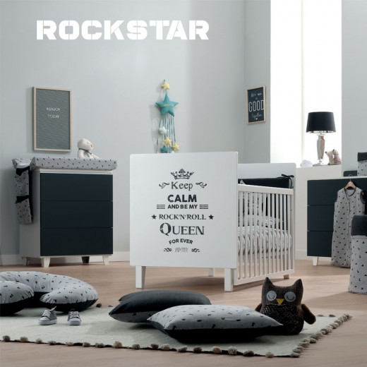 Italbaby Baby Bed Rockstar Queen Design, White Color