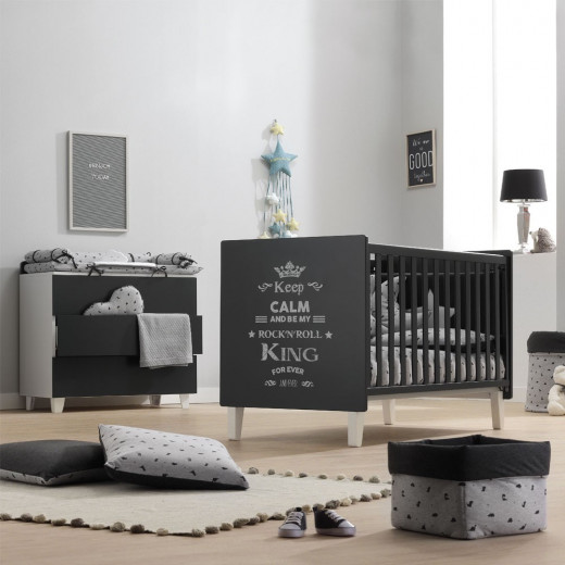 Italbaby Baby Bed Rockstar King Design, Grey Color
